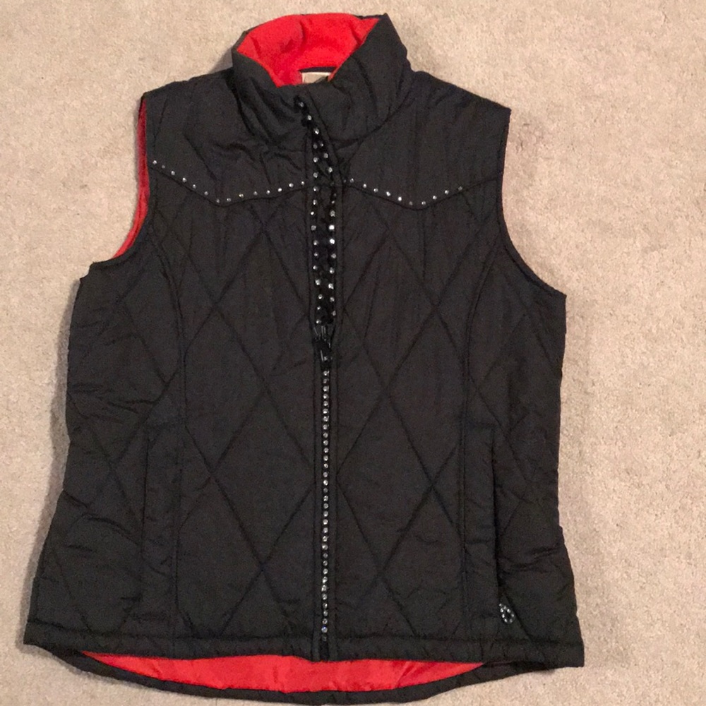 Cowgirl Up rhinestone puffer vest. Size M.